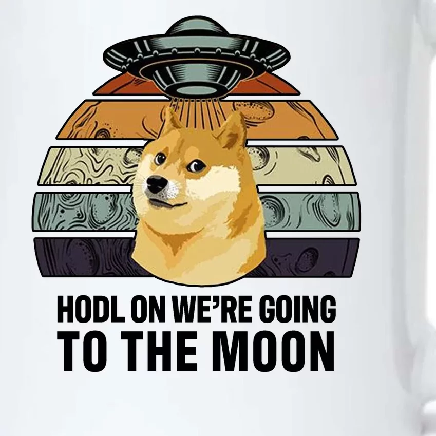 Hodl On We're Going To The Moon Retro Dogecoin Black Color Changing Mug