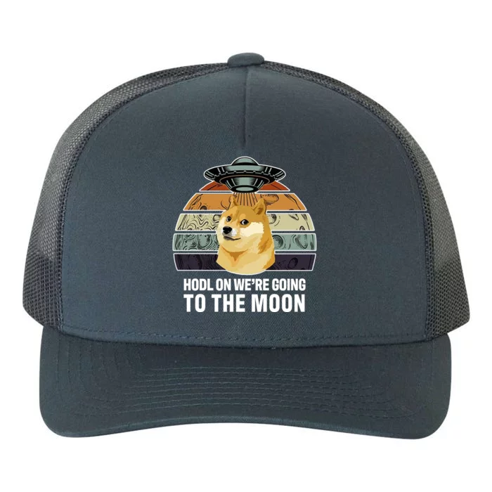 Hodl On We're Going To The Moon Retro Dogecoin Yupoong Adult 5-Panel Trucker Hat