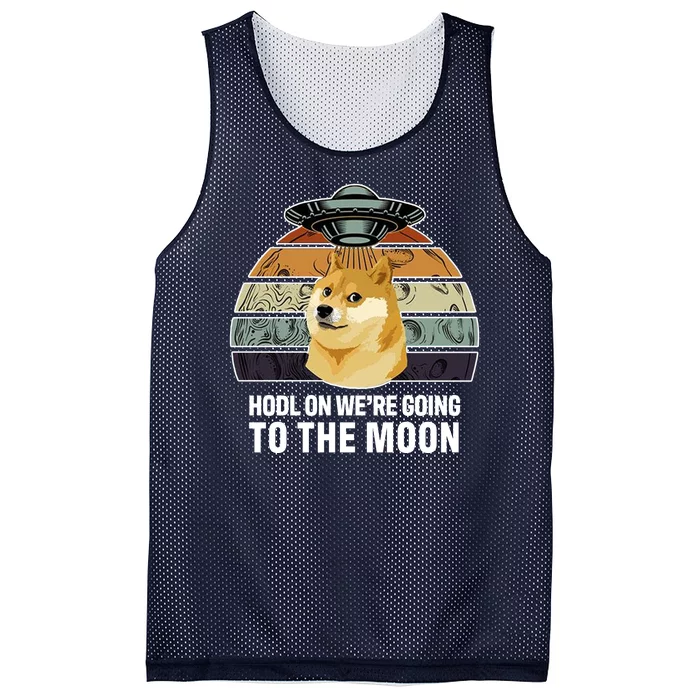 Hodl On We're Going To The Moon Retro Dogecoin Mesh Reversible Basketball Jersey Tank