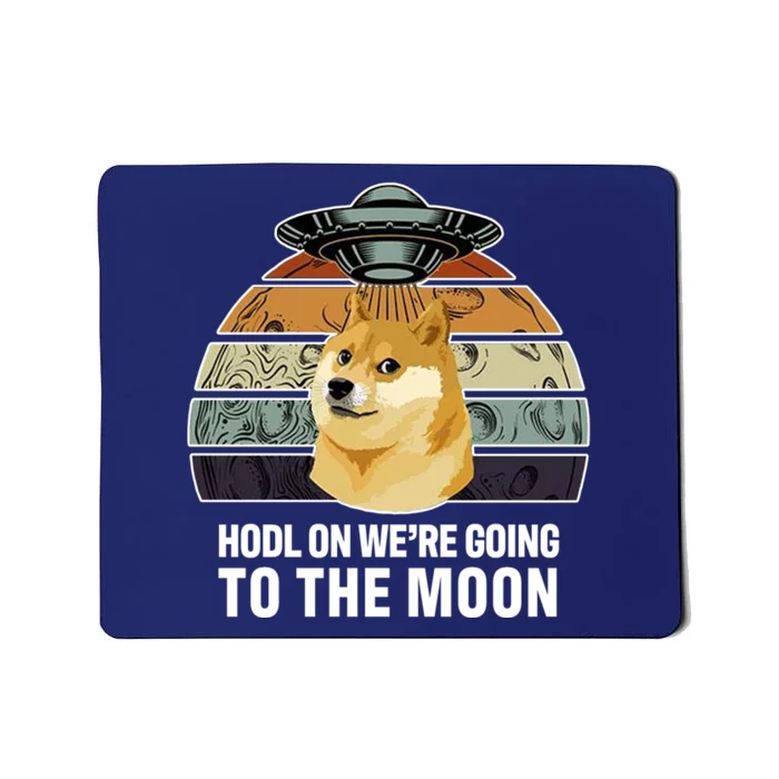 Hodl On We're Going To The Moon Retro Dogecoin Mousepad