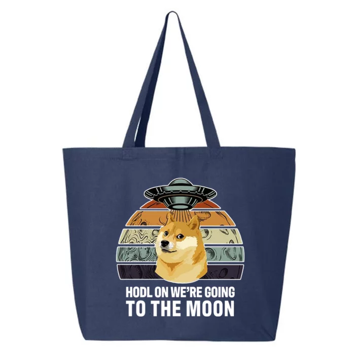 Hodl On We're Going To The Moon Retro Dogecoin 25L Jumbo Tote