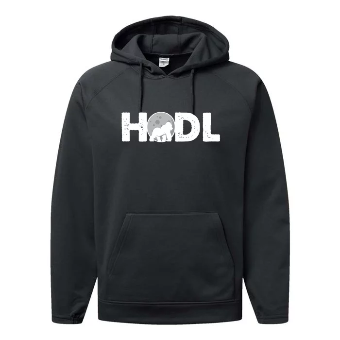 Hodl Stonk to the Moon Ape Crypto Currency Performance Fleece Hoodie