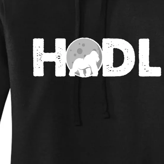 Hodl Stonk to the Moon Ape Crypto Currency Women's Pullover Hoodie