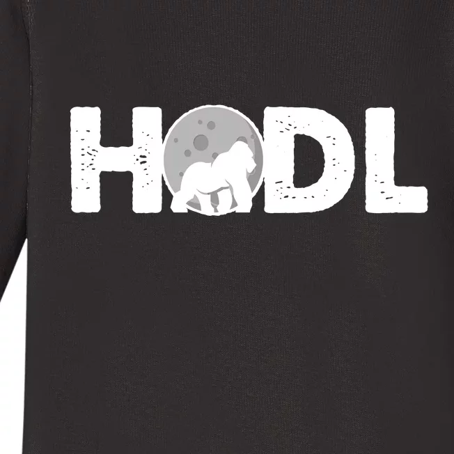 Hodl Stonk to the Moon Ape Crypto Currency Baby Long Sleeve Bodysuit