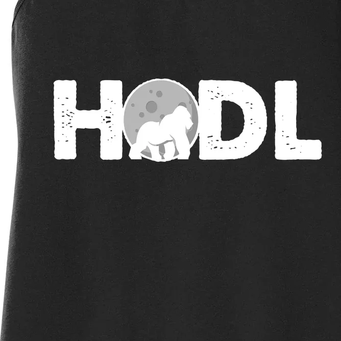 Hodl Stonk to the Moon Ape Crypto Currency Women's Racerback Tank