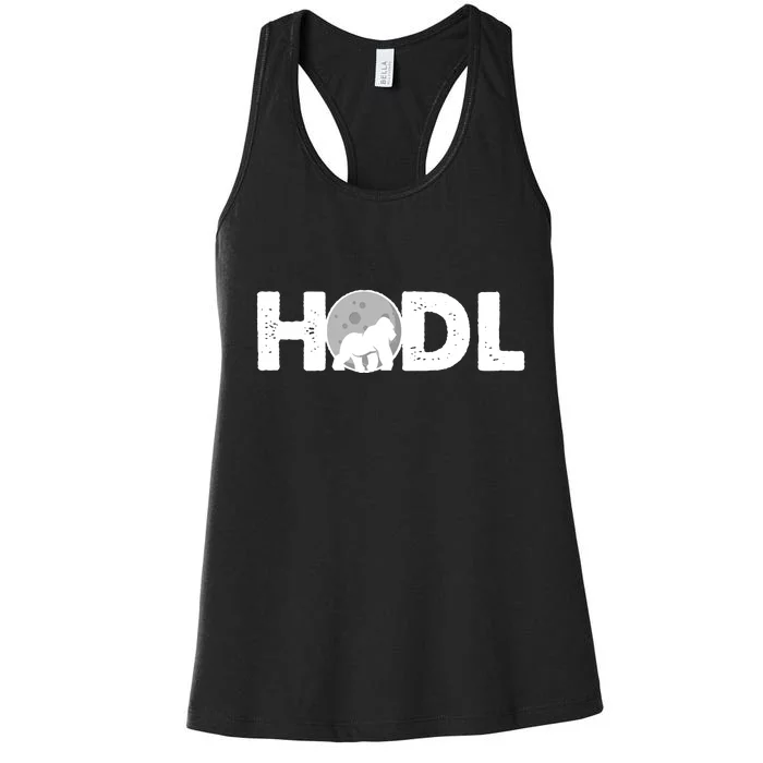 Hodl Stonk to the Moon Ape Crypto Currency Women's Racerback Tank