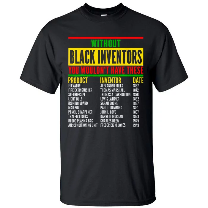 History Of Forgotten Black Inventors Black History Month Tall T-Shirt