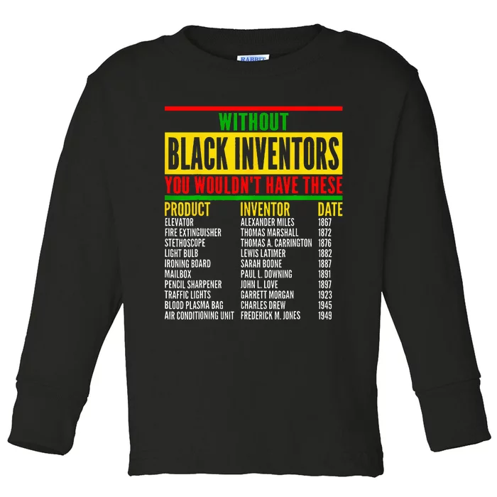 History Of Forgotten Black Inventors Black History Month Toddler Long Sleeve Shirt