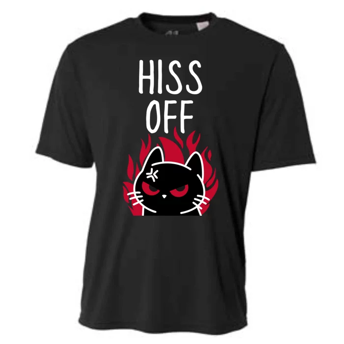 Hiss Off Funny Angry Black Cat Meow Cat Cooling Performance Crew T-Shirt