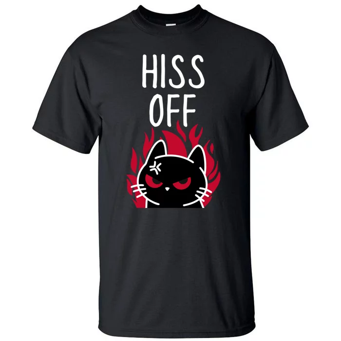 Hiss Off Funny Angry Black Cat Meow Cat Tall T-Shirt