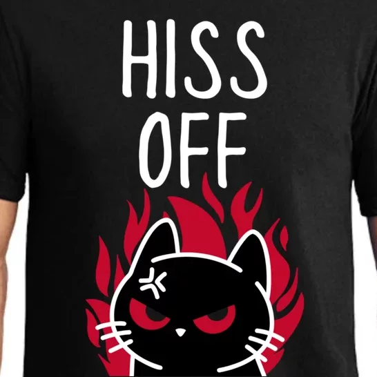 Hiss Off Funny Angry Black Cat Meow Cat Pajama Set