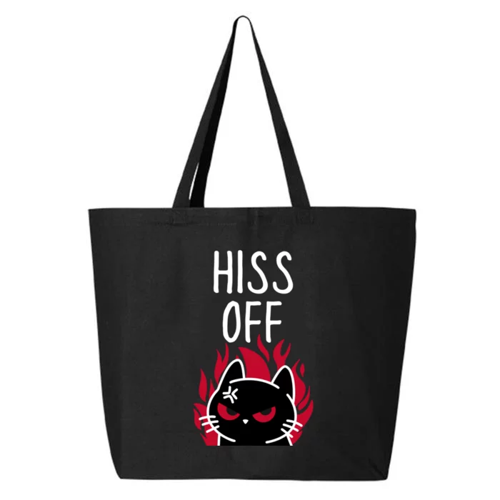 Hiss Off Funny Angry Black Cat Meow Cat 25L Jumbo Tote