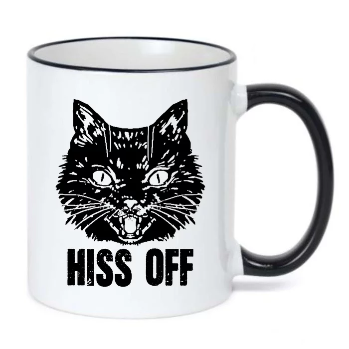 Hiss Off Funny Cat Lover Gift Black Color Changing Mug