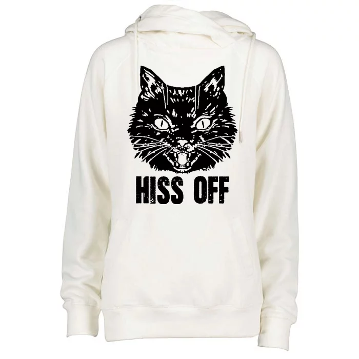 Hiss Off Funny Cat Lover Gift Womens Funnel Neck Pullover Hood