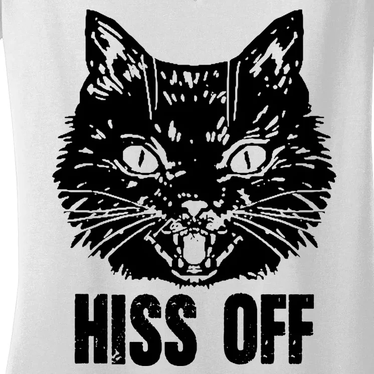 Hiss Off Funny Cat Lover Gift Women's V-Neck T-Shirt