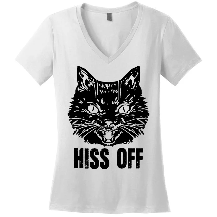 Hiss Off Funny Cat Lover Gift Women's V-Neck T-Shirt