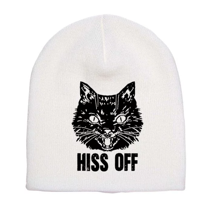 Hiss Off Funny Cat Lover Gift Short Acrylic Beanie