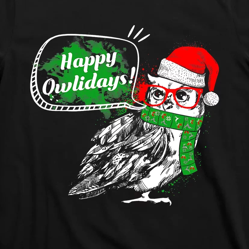 Happy Owlidays Funny Christmas Holidays Owl Lover T-Shirt