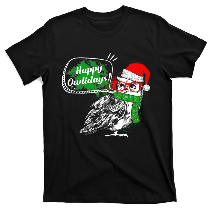 Happy Owlidays Funny Christmas Holidays Owl Lover T-Shirt