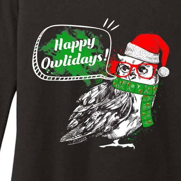 Happy Owlidays Funny Christmas Holidays Owl Lover Womens CVC Long Sleeve Shirt