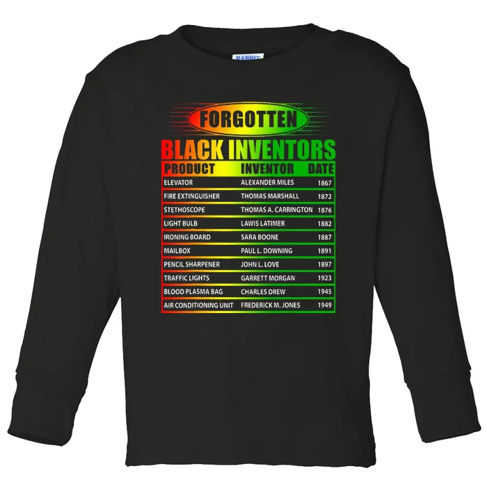 History Of Forgotten Black Inventors Black History Month Toddler Long Sleeve Shirt