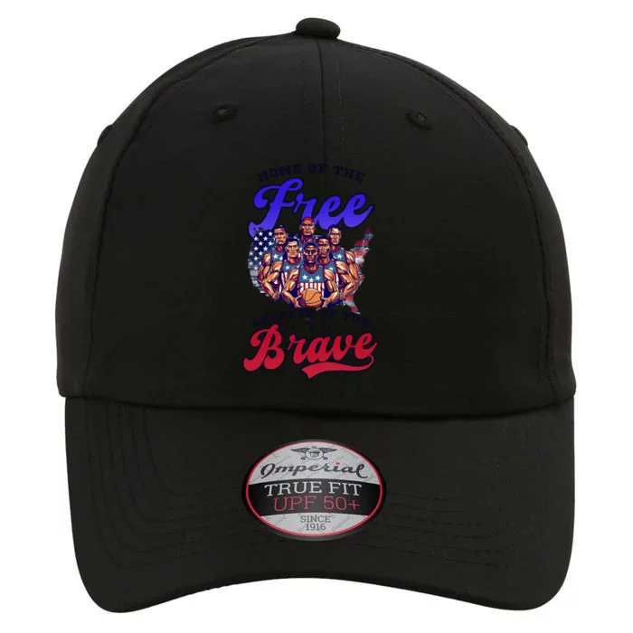 Home Of Free Because Brave Design 4th Of July Basketball Funny Gift The Original Performance Cap