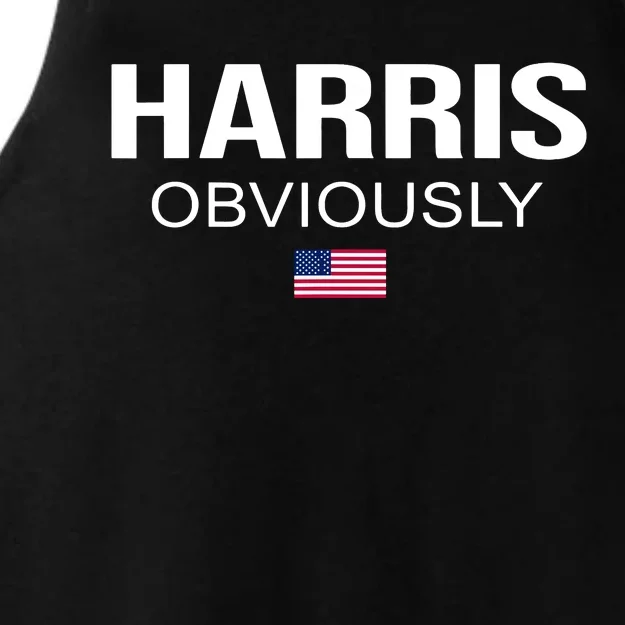 Harris Obviously For President 2024 Kamala American Flag Ladies Tri-Blend Wicking Tank