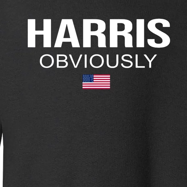 Harris Obviously For President 2024 Kamala American Flag Toddler Sweatshirt