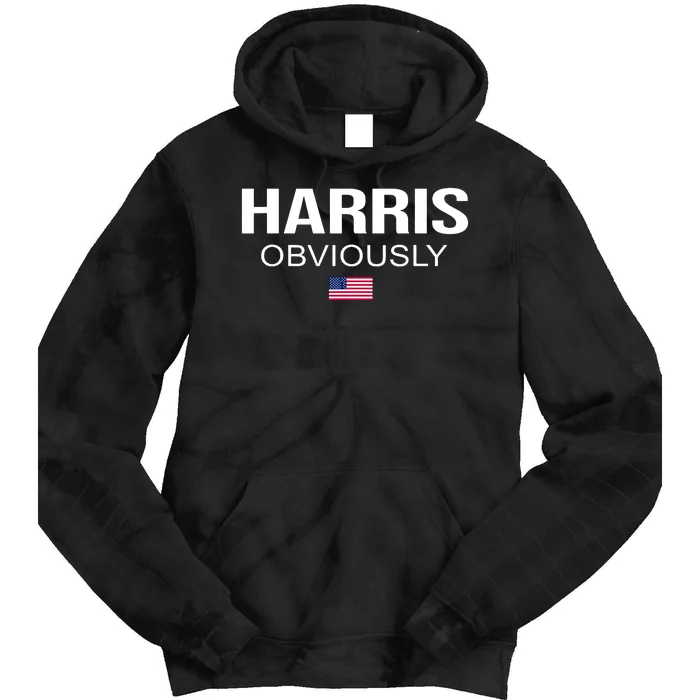 Harris Obviously For President 2024 Kamala American Flag Tie Dye Hoodie