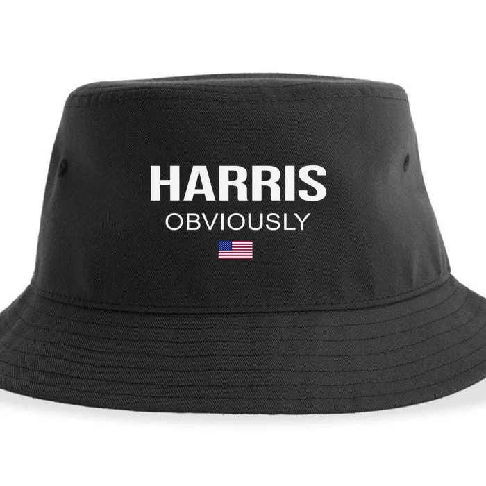 Harris Obviously For President 2024 Kamala American Flag Sustainable Bucket Hat