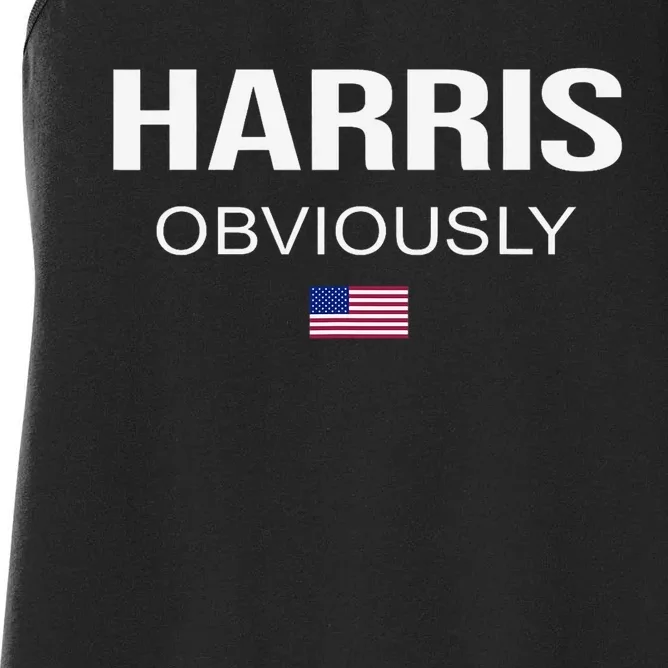 Harris Obviously For President 2024 Kamala American Flag Women's Racerback Tank