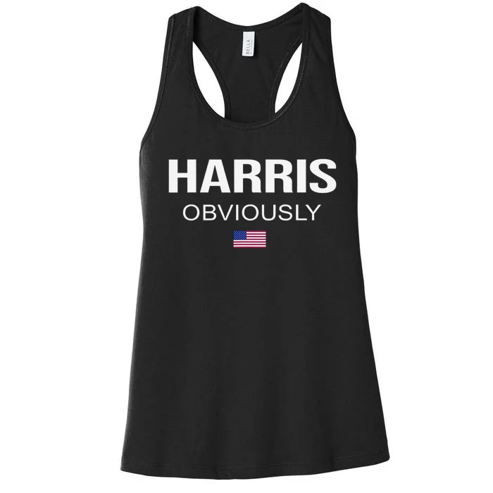 Harris Obviously For President 2024 Kamala American Flag Women's Racerback Tank