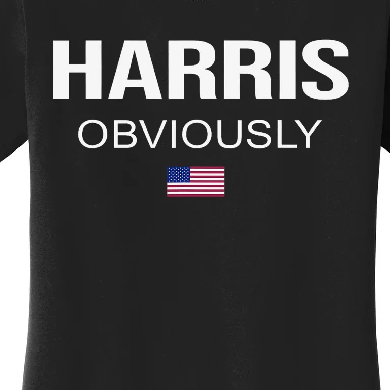 Harris Obviously For President 2024 Kamala American Flag Women's T-Shirt