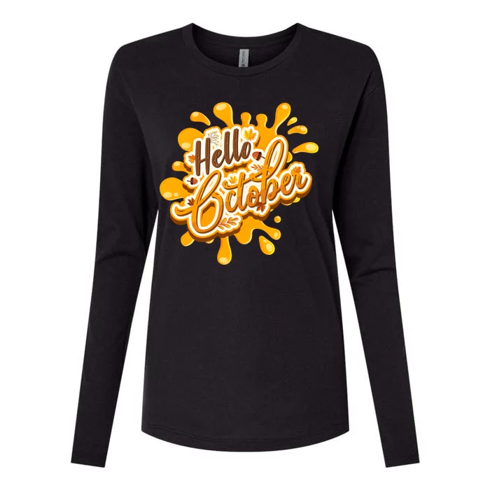 Hello October Fun Fall Womens Cotton Relaxed Long Sleeve T-Shirt