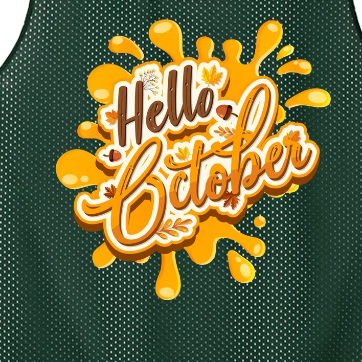 Hello October Fun Fall Mesh Reversible Basketball Jersey Tank