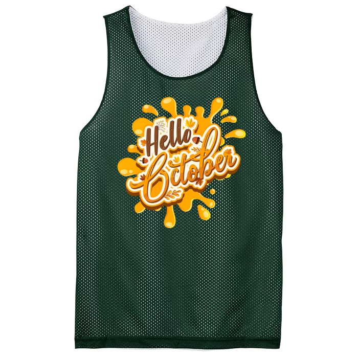 Hello October Fun Fall Mesh Reversible Basketball Jersey Tank