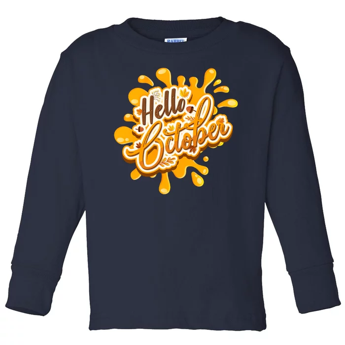 Hello October Fun Fall Toddler Long Sleeve Shirt