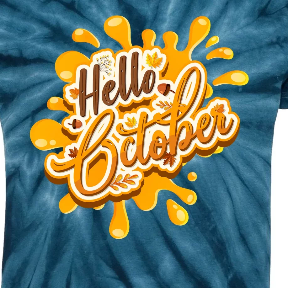 Hello October Fun Fall Kids Tie-Dye T-Shirt