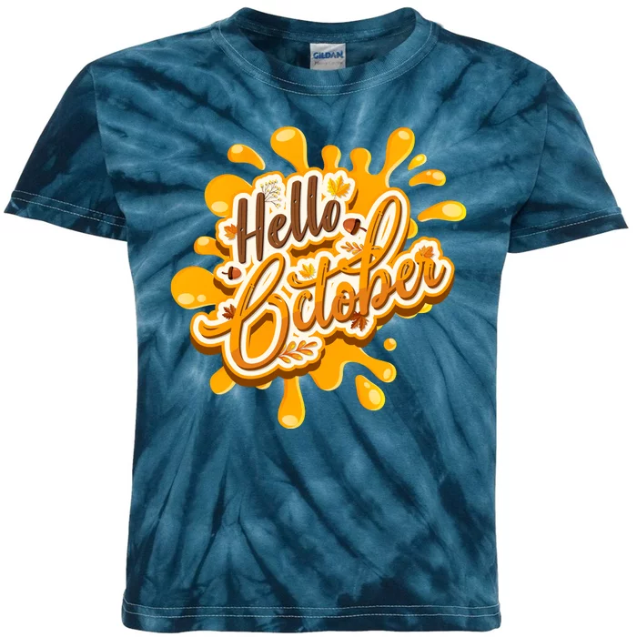 Hello October Fun Fall Kids Tie-Dye T-Shirt