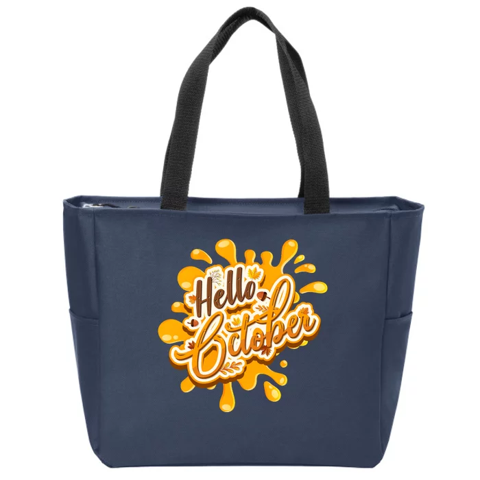 Hello October Fun Fall Zip Tote Bag