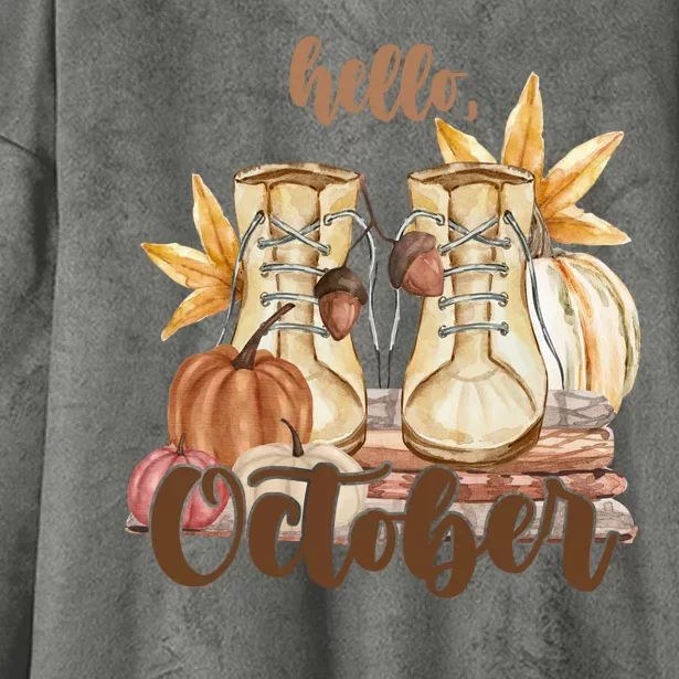 Hello October Fall Lover Hooded Wearable Blanket