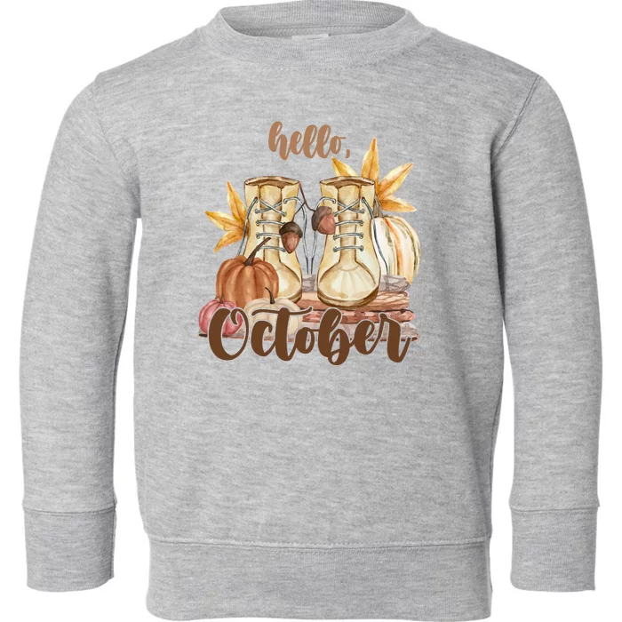 Hello October Fall Lover Toddler Sweatshirt