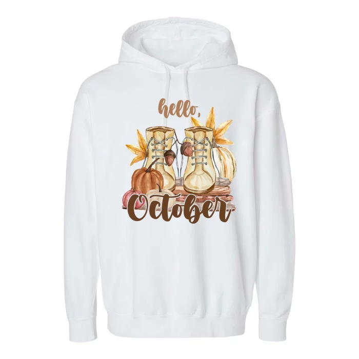 Hello October Fall Lover Garment-Dyed Fleece Hoodie