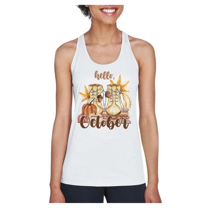 Hello October Fall Lover Women's Racerback Tank