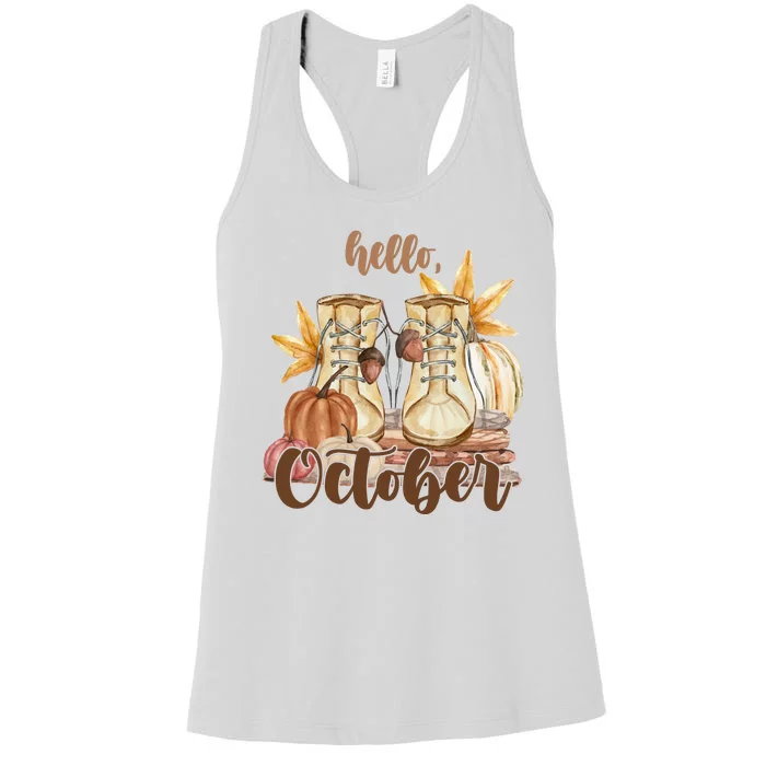 Hello October Fall Lover Women's Racerback Tank