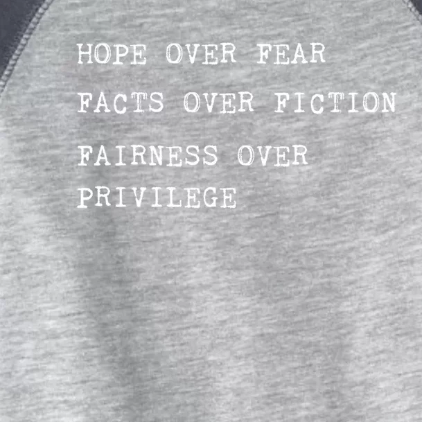 Hope Over Fear Facts Over Fiction Fairness Joe Biden 2020 Gift Toddler Fine Jersey T-Shirt