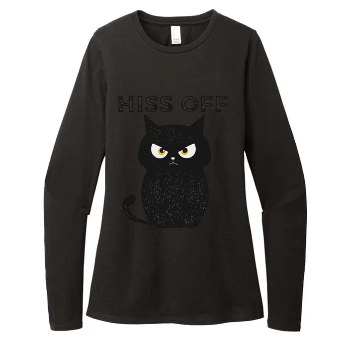 Hiss Off Funny Black Cat Hiss Off Meow Cat Womens CVC Long Sleeve Shirt