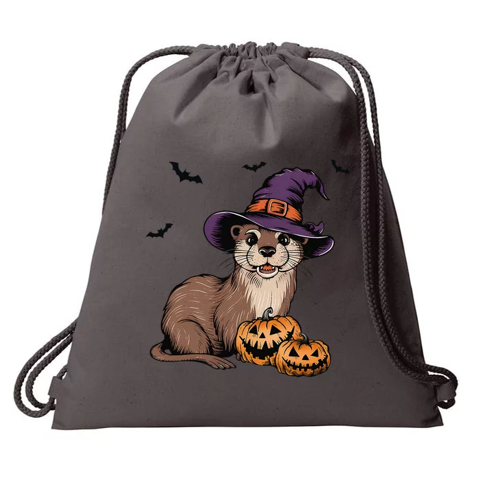 Halloween Otter Funny Witch Otter Drawstring Bag