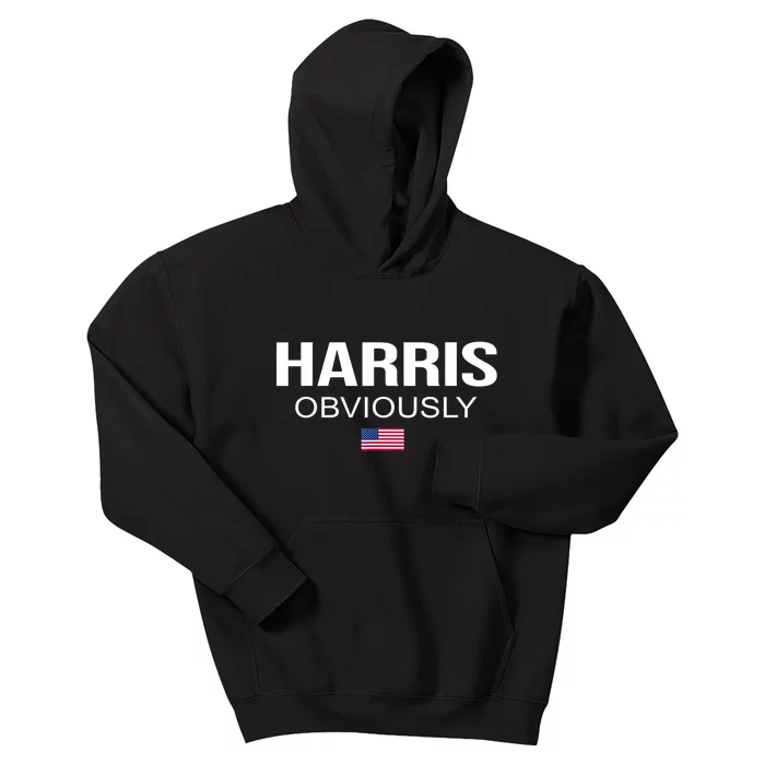 Harris Obviously For President 2024 Karmala American Flag Kids Hoodie