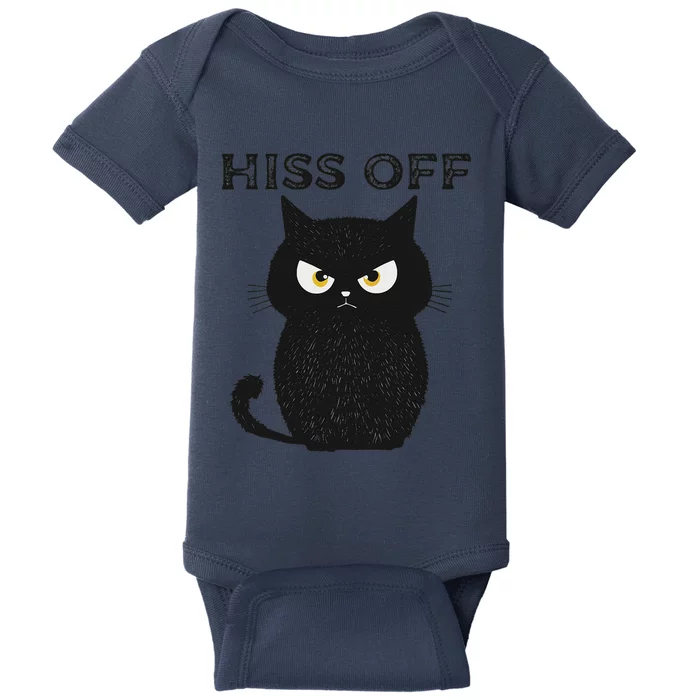 Hiss Off Funny Black Cat Hiss Off Meow Cat Baby Bodysuit